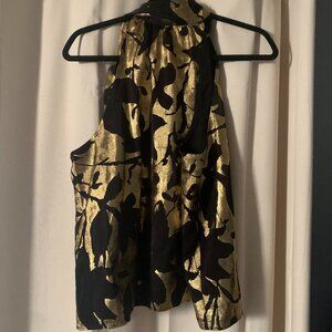 New, never worn Banana Republic High Neck Black and Gold Sleeveless Top